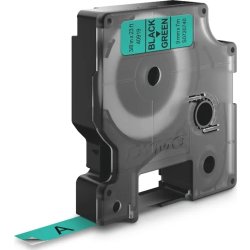 Dymo D1 labeltape 9mm, sort på grøn