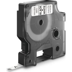 Dymo D1 labeltape 6mm, sort på hvid