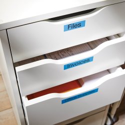 Dymo D1 labeltape 19mm, sort på blå