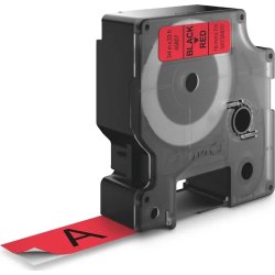 Dymo D1 etikettape, 19 mm, svart på röd