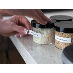 Dymo Letratag labeltape 12mm, sort på hvid