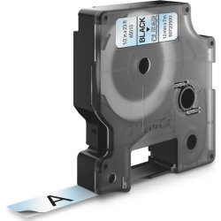 Dymo D1 etikettape, 12 mm, svart på genomskinlig