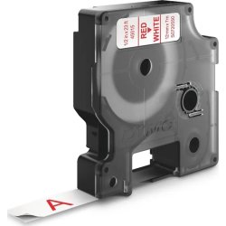 Dymo D1 labeltape 12mm, rød på hvid