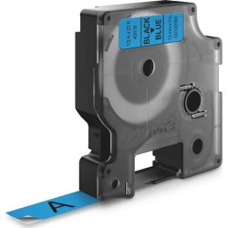 Dymo D1 etikettape, 12 mm, svart på blå