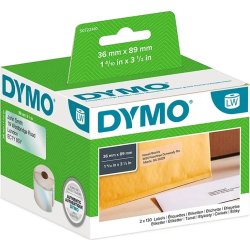Dymo LW adresseetiket plast 36x89 mm