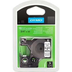 Dymo D1 polyestertape 19mm, sort på hvid