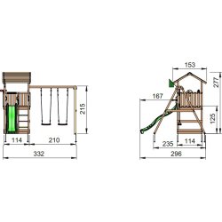 Jungle Gym Casa 2.1 legetårn m/gynger og rutsjeb.
