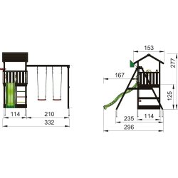 Jungle Gym Casa 2.1 legetårn m/gynger og rutsjeb.