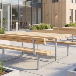 Plus Basic bord-bænkesæt m. ryglæn, Thermowood