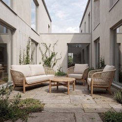 Bali Loungesæt 4 pers. med hynder, akacietræ/natur