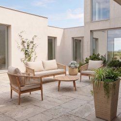 Fiji Loungesæt 4 pers. med hynder, akacietræ/natur