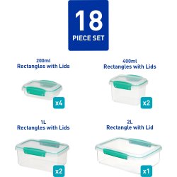 Sistema Klip It+ opbevaringsboks, 18 dele, teal