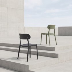 Haiti Havestol, plast, UV, stabelbar, mørkegrå