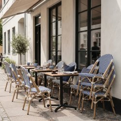 Cannes Havestol, flet/alu, UV, stabelbar, blå