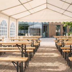 Luksus partytelt 5x8 m, 42 pers., PVC, hvid