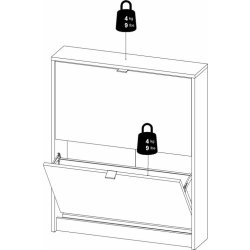 BudgetLine Skoskab m. 2 klaplåger, sort