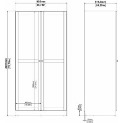 Coreline garderobeskab 2 døre, eg