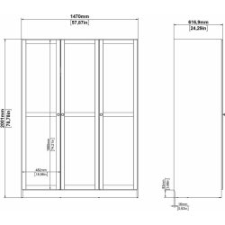 Coreline garderobeskab 3 døre, hvid