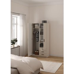 Coreline garderobeskab 2 døre/3 skuffer, gråbeige