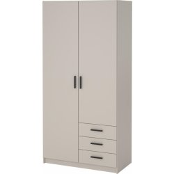 Coreline garderobeskab 2 døre/3 skuffer, gråbeige