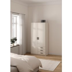 Coreline garderobeskab 2 døre/3 skuffer, gråbeige