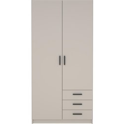 Coreline garderobeskab 2 døre/3 skuffer, gråbeige