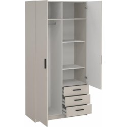 Coreline garderobeskab 2 døre/3 skuffer, gråbeige