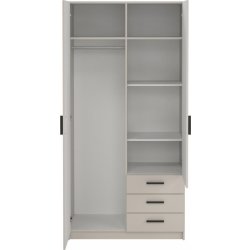 Coreline garderobeskab 2 døre/3 skuffer, gråbeige
