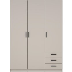 Coreline garderobeskab 3 døre/3 skuffer, gråbeige