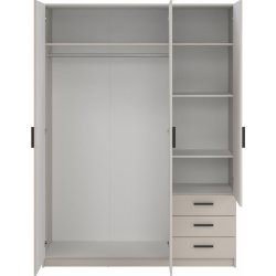 Coreline garderobeskab 3 døre/3 skuffer, gråbeige