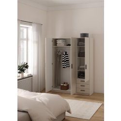 Coreline garderobeskab 3 døre/3 skuffer, gråbeige