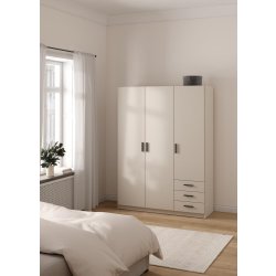 Coreline garderobeskab 3 døre/3 skuffer, gråbeige