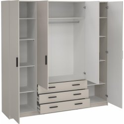 Coreline garderobeskab 4 døre/3 skuffer, gråbeige