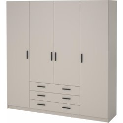 Coreline garderobeskab 4 døre/3 skuffer, gråbeige