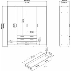 Coreline garderobeskab 4 døre/3 skuffer, gråbeige