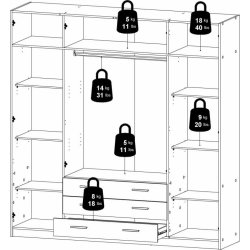 Coreline garderobeskab 4 døre/3 skuffer, gråbeige