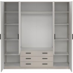 Coreline garderobeskab 4 døre/3 skuffer, gråbeige