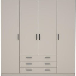 Coreline garderobeskab 4 døre/3 skuffer, gråbeige