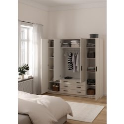 Coreline garderobeskab 4 døre/3 skuffer, gråbeige