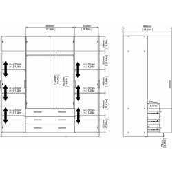 Coreline garderobeskab 4 døre/3 skuffer, gråbeige