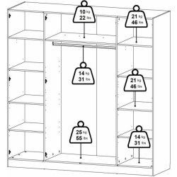 Coreline garderobeskab 4 døre, eg