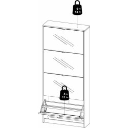 Coreline skoskab 4 låger/8 rum, spejl/eg