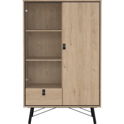 Serveline vitrineskab 2 døre/1 skuffe, eg