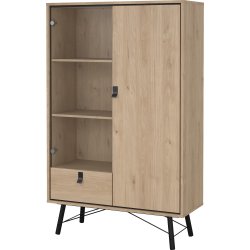 Serveline vitrineskab 2 døre/1 skuffe, eg