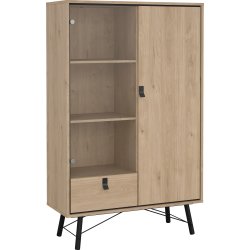 Serveline vitrineskab 2 døre/1 skuffe, eg