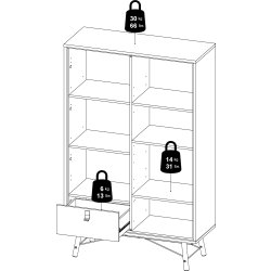 Serveline vitrineskab 2 døre/1 skuffe, eg