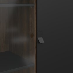 Serveline vitrineskab 2 døre/1 skuffe, sort/valnød