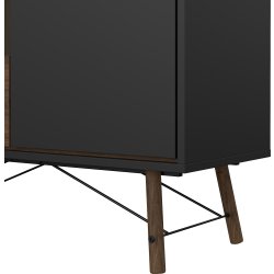 Serveline vitrineskab 2 døre/1 skuffe, sort/valnød