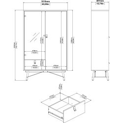 Serveline vitrineskab 2 døre/1 skuffe, sort/valnød