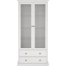 Serveline vitrineskab 2 døre/2 skuffer, hvid